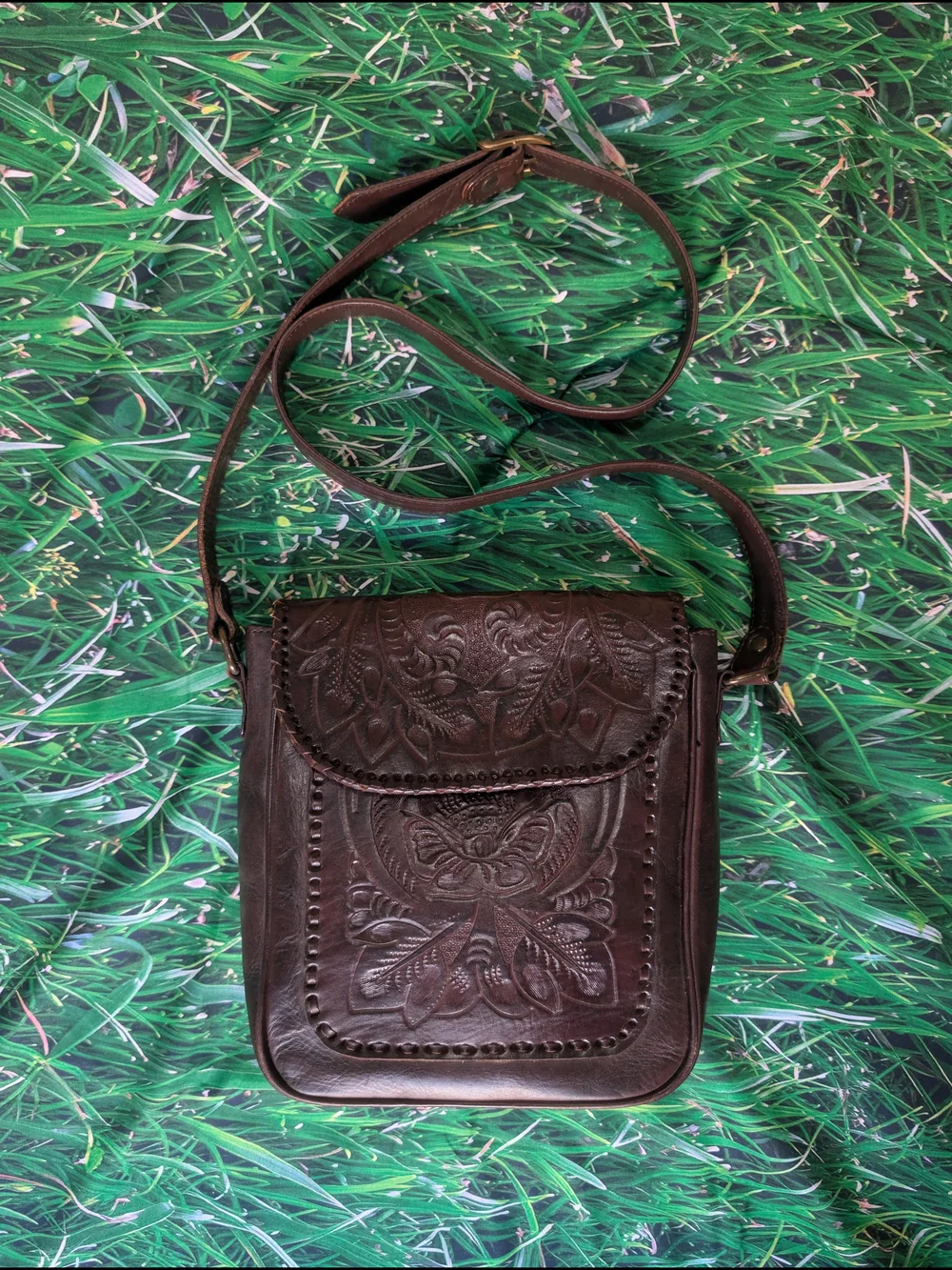 Mexichic Crafts LOLA Chicana luxury leather designer Crossbody Bag Chocolate Bag